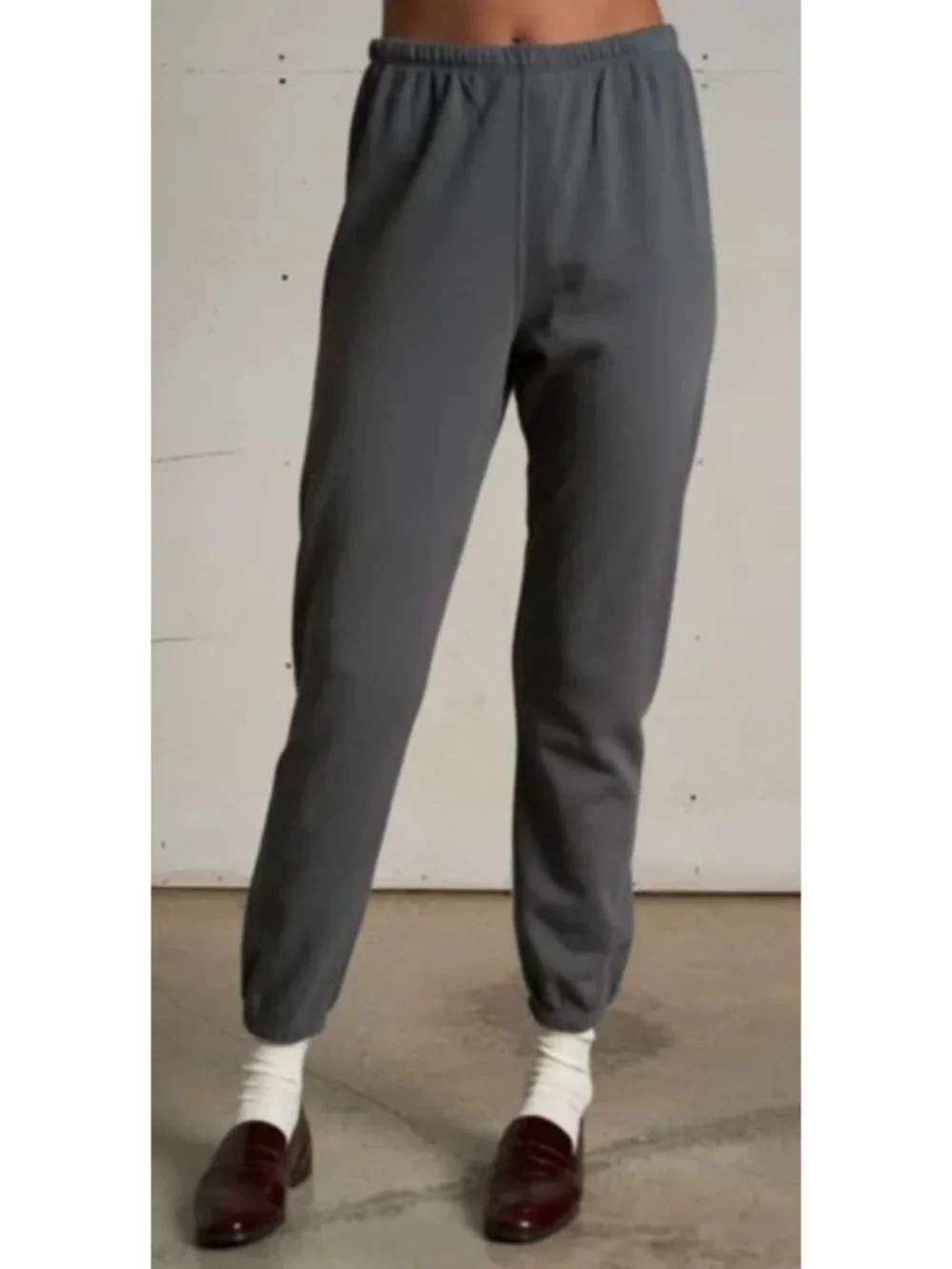 perfectwhitetee johnny french terry easy sweatpant charcoal black small